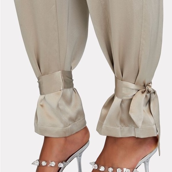 NWT NICHOLAS Erato high waist Tapered Silk pant trousers with cuff tabs in fog - Picture 5 of 8